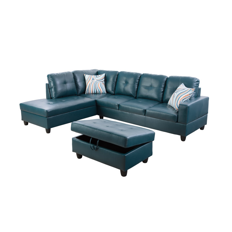 Ebern Designs Adryanah 104" Wide Faux Leather Corner Sectional with